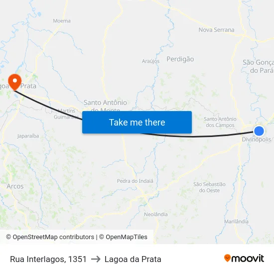 Rua Interlagos, 1351 to Lagoa da Prata map