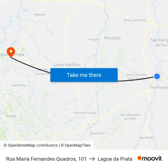 Rua Maria Fernandes Quadros, 101 to Lagoa da Prata map