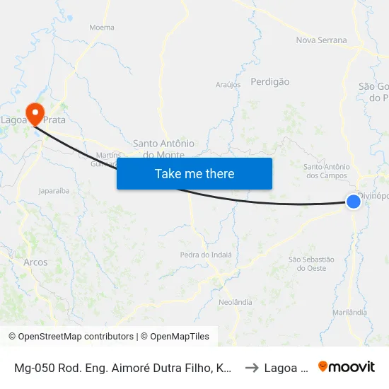 Mg-050 Rod. Eng. Aimoré Dutra Filho, Km 131,3 Leste | Linhas Urbanas to Lagoa da Prata map