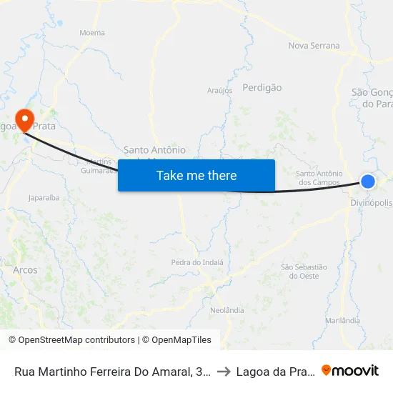 Rua Martinho Ferreira Do Amaral, 350 to Lagoa da Prata map