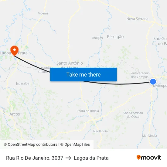 Rua Rio De Janeiro, 3037 to Lagoa da Prata map