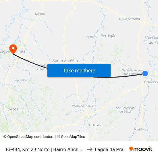 Br-494, Km 29 Norte | Bairro Anchieta to Lagoa da Prata map