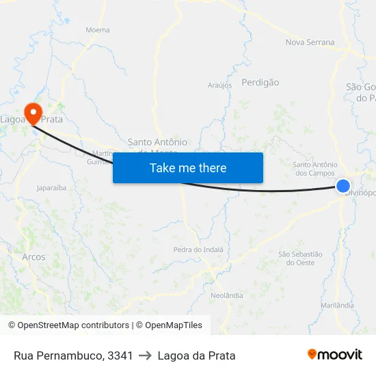 Rua Pernambuco, 3341 to Lagoa da Prata map