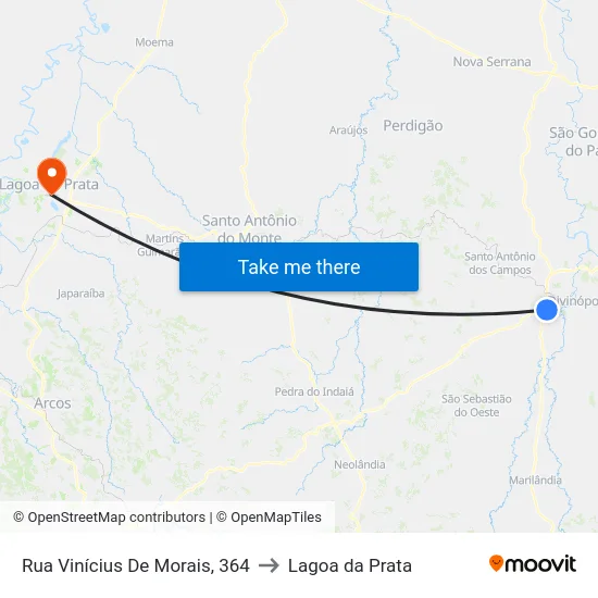 Rua Vinícius De Morais, 364 to Lagoa da Prata map