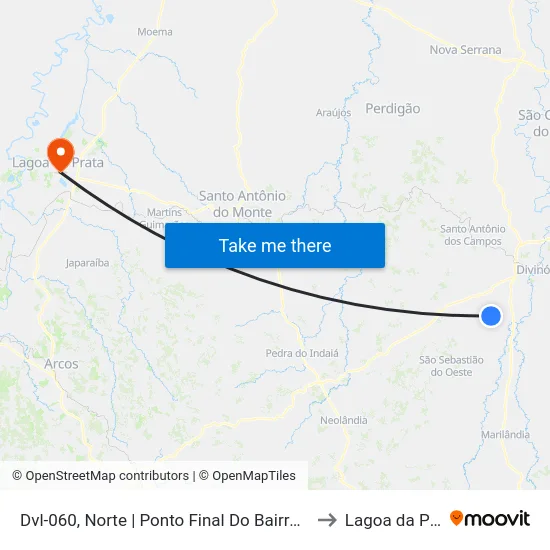Dvl-060, Norte | Ponto Final Do Bairro Cacôco to Lagoa da Prata map