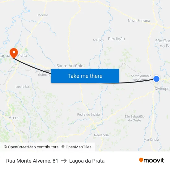Rua Monte Alverne, 81 to Lagoa da Prata map