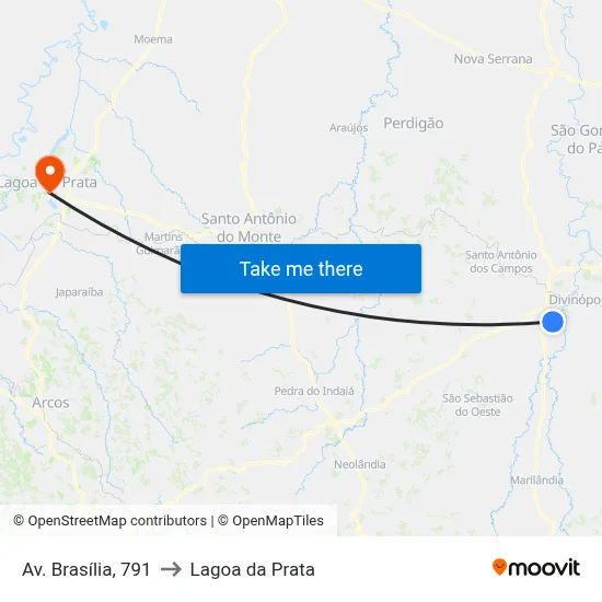 Av. Brasília, 791 to Lagoa da Prata map
