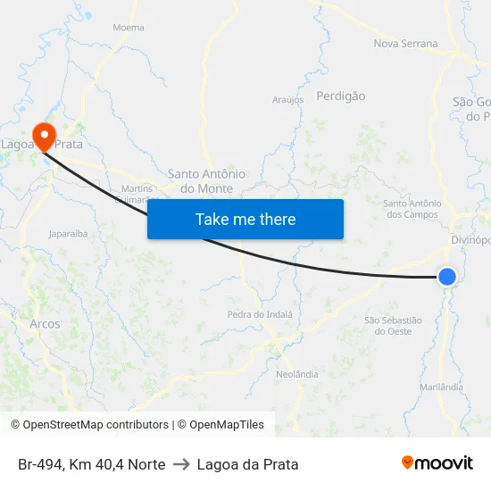 Br-494, Km 40,4 Norte to Lagoa da Prata map