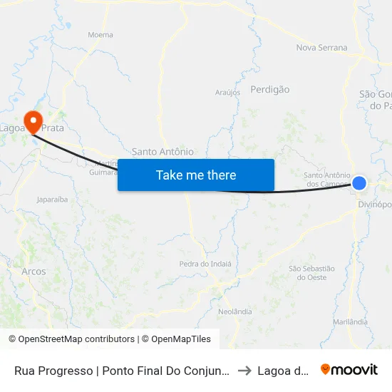 Rua Progresso | Ponto Final Do Conjunto Rinaldo Campos to Lagoa da Prata map