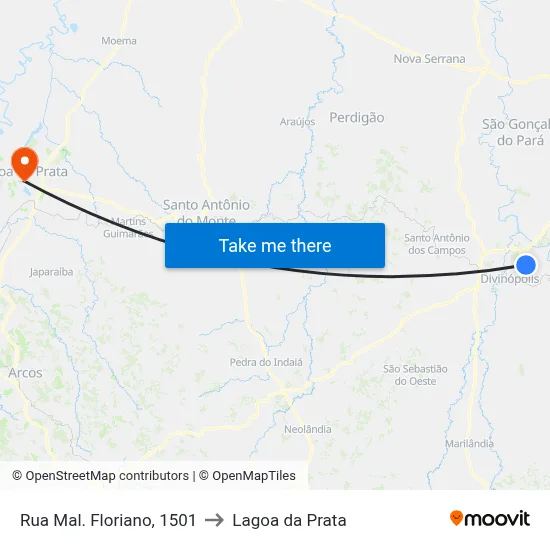 Rua Mal. Floriano, 1501 to Lagoa da Prata map