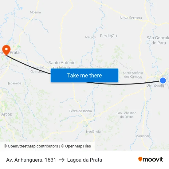 Av. Anhanguera, 1631 to Lagoa da Prata map