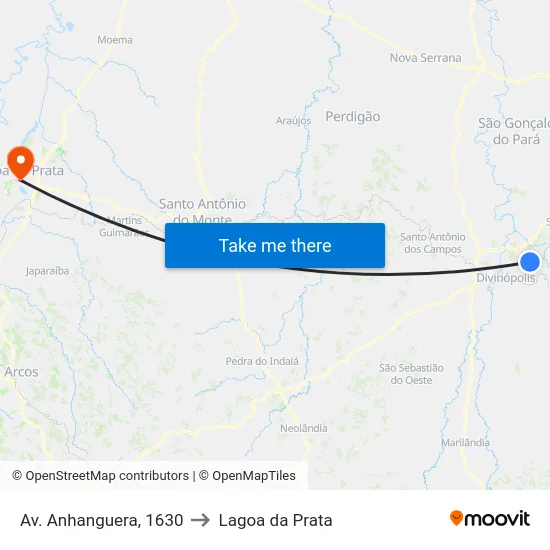 Av. Anhanguera, 1630 to Lagoa da Prata map