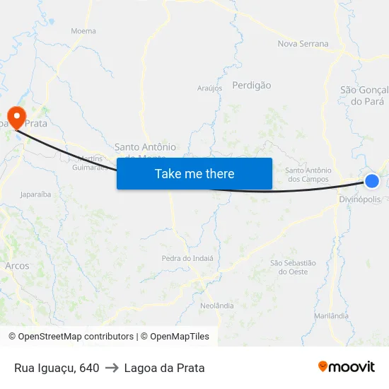 Rua Iguaçu, 640 to Lagoa da Prata map