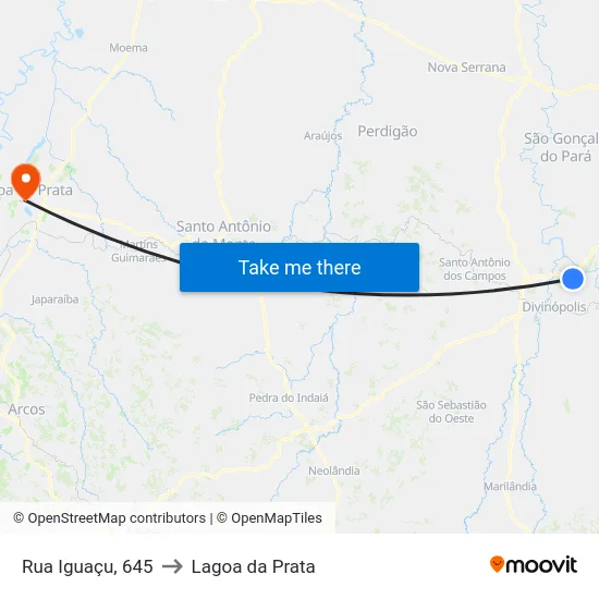 Rua Iguaçu, 645 to Lagoa da Prata map