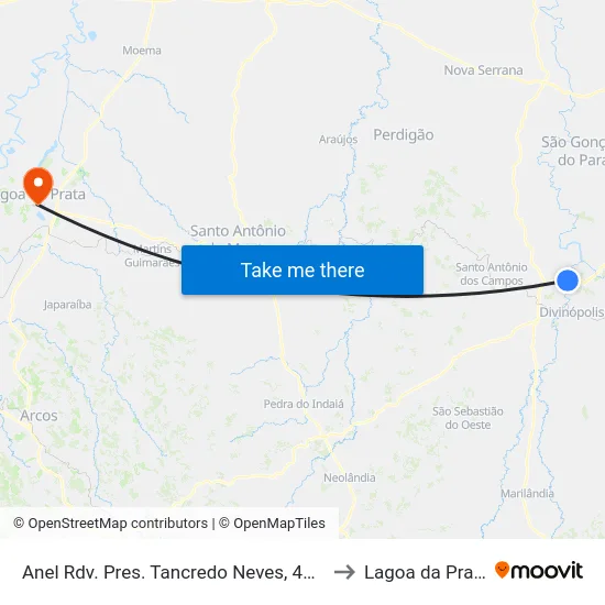 Anel Rdv. Pres. Tancredo Neves, 4300 to Lagoa da Prata map