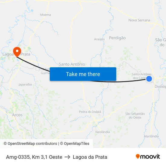 Amg-0335, Km 3,1 Oeste to Lagoa da Prata map