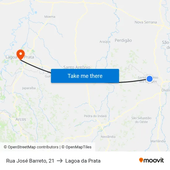 Rua José Barreto, 21 to Lagoa da Prata map
