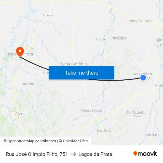 Rua José Olímpio Filho, 751 to Lagoa da Prata map