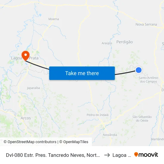 Dvl-080 Estr. Pres. Tancredo Neves, Norte | Praça Da Estação - Djalma Dutra to Lagoa da Prata map