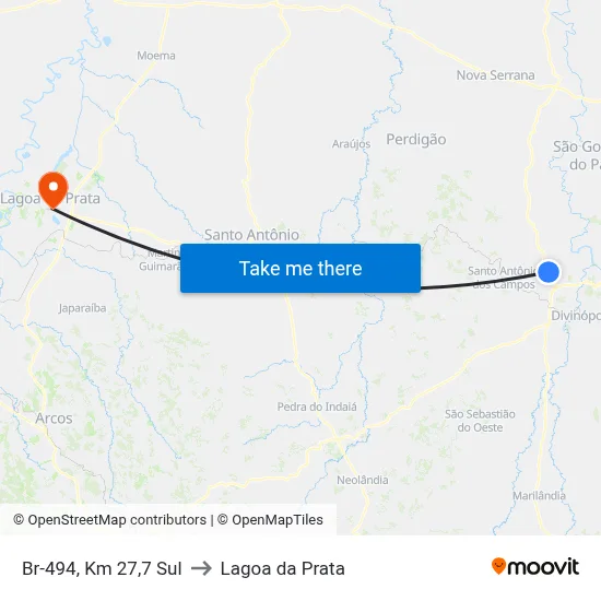 Br-494, Km 27,7 Sul to Lagoa da Prata map