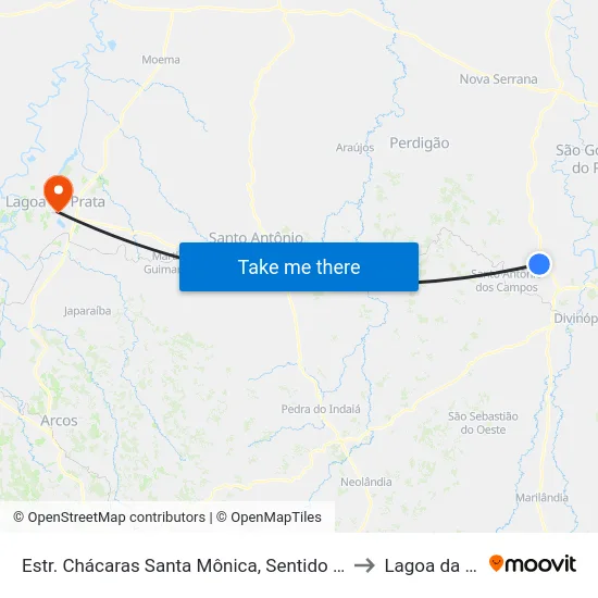 Estr. Chácaras Santa Mônica, Sentido Cachoeirinha to Lagoa da Prata map
