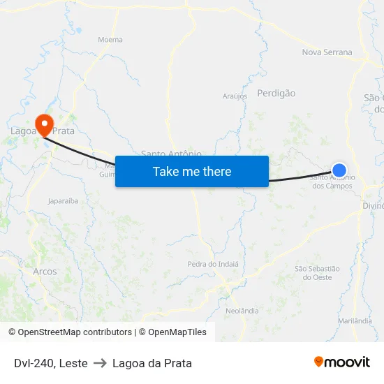 Dvl-240, Leste to Lagoa da Prata map