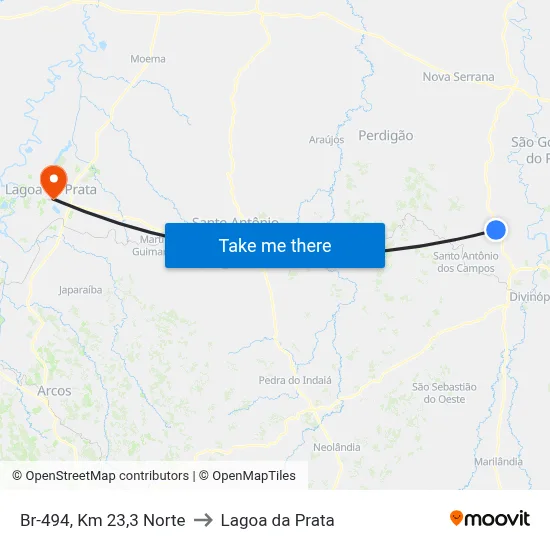 Br-494, Km 23,3 Norte to Lagoa da Prata map