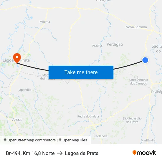 Br-494, Km 16,8 Norte to Lagoa da Prata map
