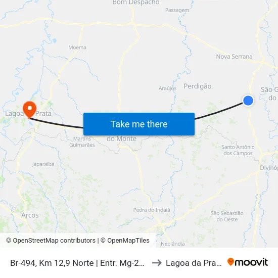 Br-494, Km 12,9 Norte | Entr. Mg-252 to Lagoa da Prata map