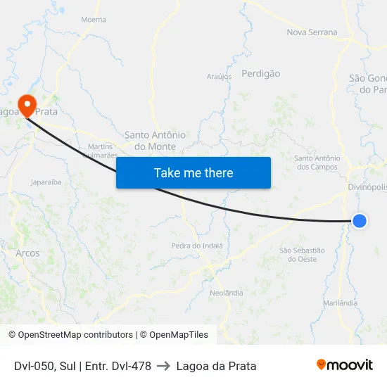 Dvl-050, Sul | Entr. Dvl-478 to Lagoa da Prata map