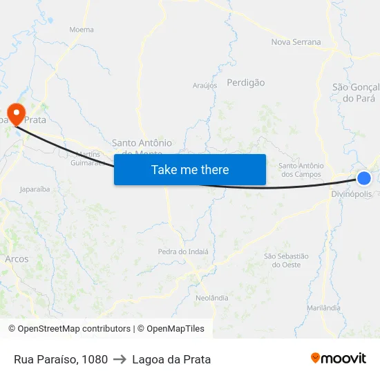 Rua Paraíso, 1080 to Lagoa da Prata map