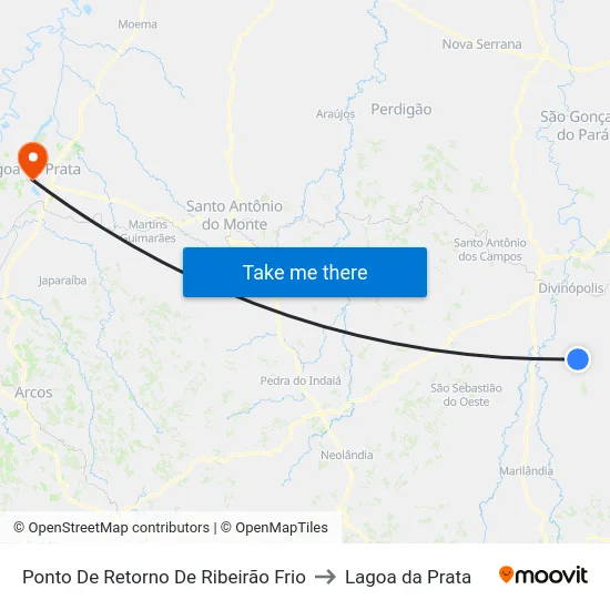 Ponto De Retorno De Ribeirão Frio to Lagoa da Prata map