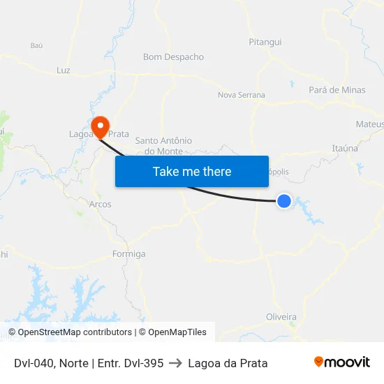 Dvl-040, Norte | Entr. Dvl-395 to Lagoa da Prata map