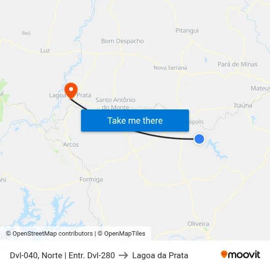 Dvl-040, Norte | Entr. Dvl-280 to Lagoa da Prata map