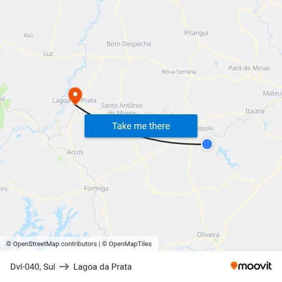 Dvl-040, Sul to Lagoa da Prata map