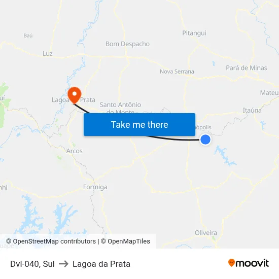 Dvl-040, Sul to Lagoa da Prata map