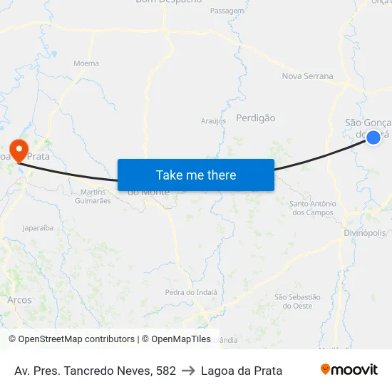 Av. Pres. Tancredo Neves, 582 to Lagoa da Prata map