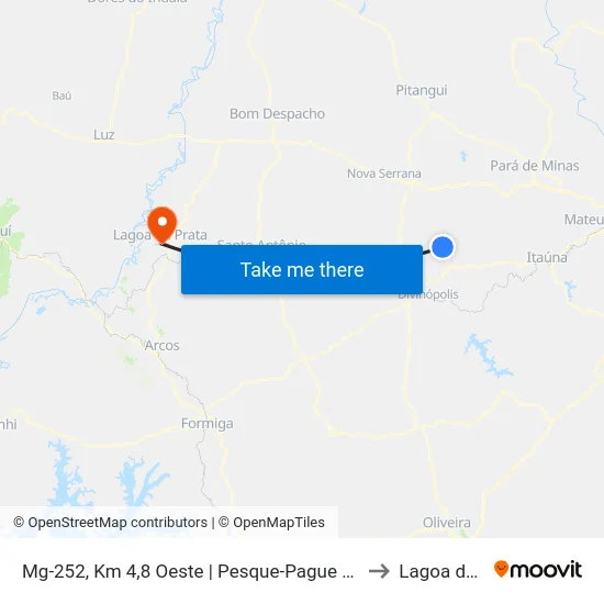 Mg-252, Km 4,8 Oeste | Pesque-Pague Recanto Do Sossego to Lagoa da Prata map