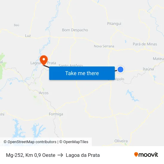 Mg-252, Km 0,9 Oeste to Lagoa da Prata map