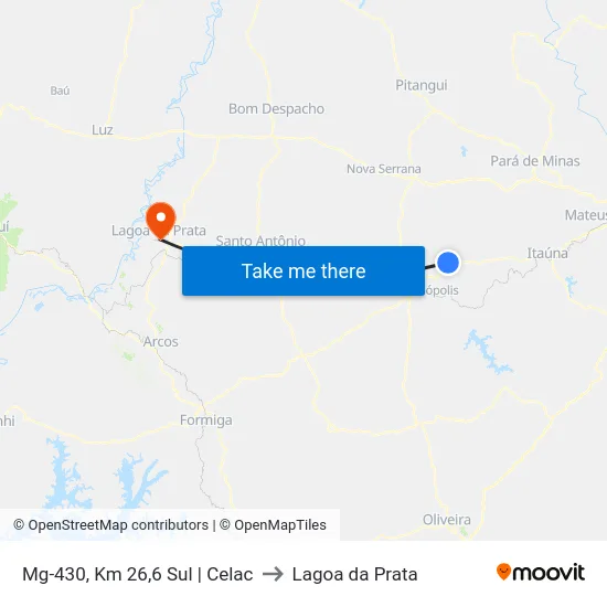 Mg-430, Km 26,6 Sul | Celac to Lagoa da Prata map