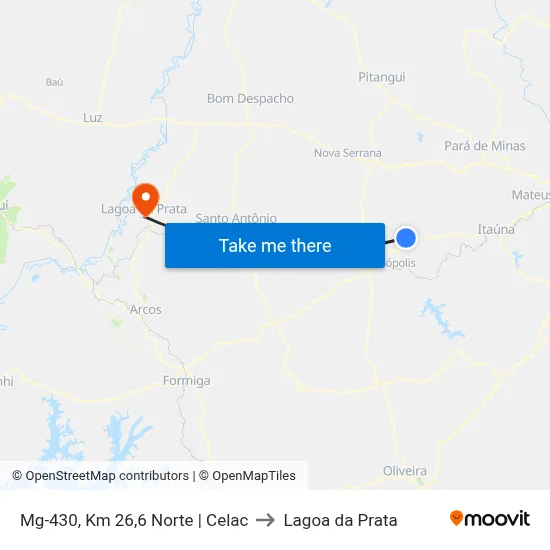 Mg-430, Km 26,6 Norte | Celac to Lagoa da Prata map