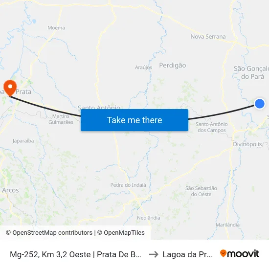 Mg-252, Km 3,2 Oeste | Prata De Baixo to Lagoa da Prata map