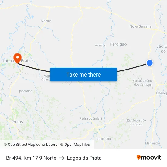Br-494, Km 17,9 Norte to Lagoa da Prata map