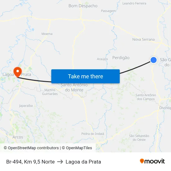 Br-494, Km 9,5 Norte to Lagoa da Prata map