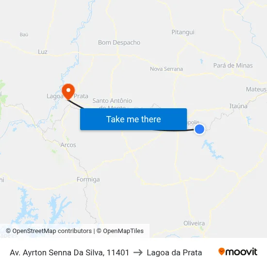 Av. Ayrton Senna Da Silva, 11401 to Lagoa da Prata map
