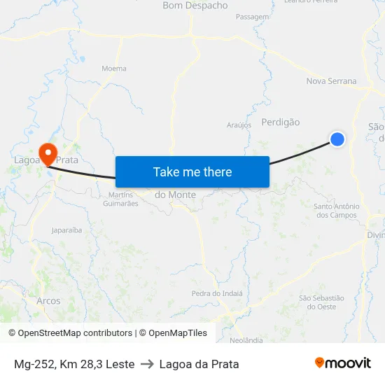 Mg-252, Km 28,3 Leste to Lagoa da Prata map