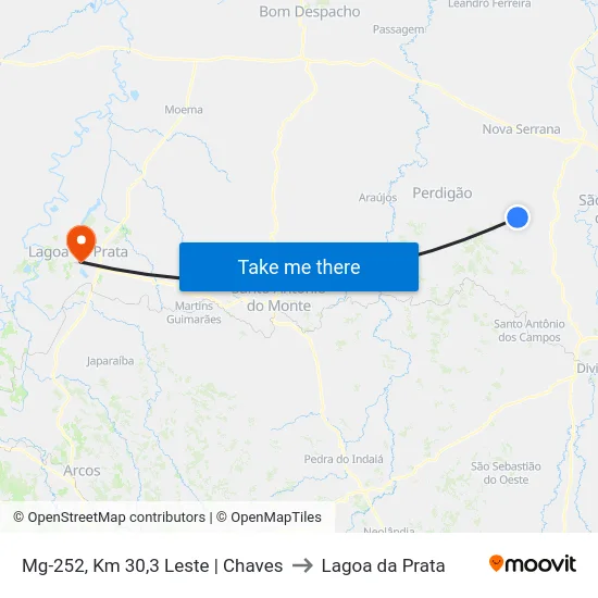 Mg-252, Km 30,3 Leste | Chaves to Lagoa da Prata map