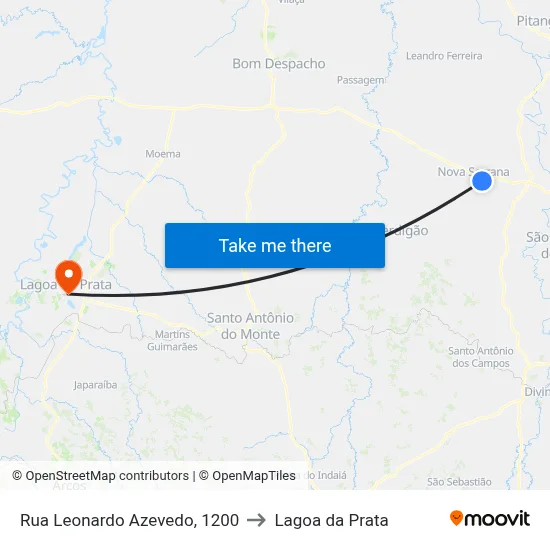 Rua Leonardo Azevedo, 1200 to Lagoa da Prata map