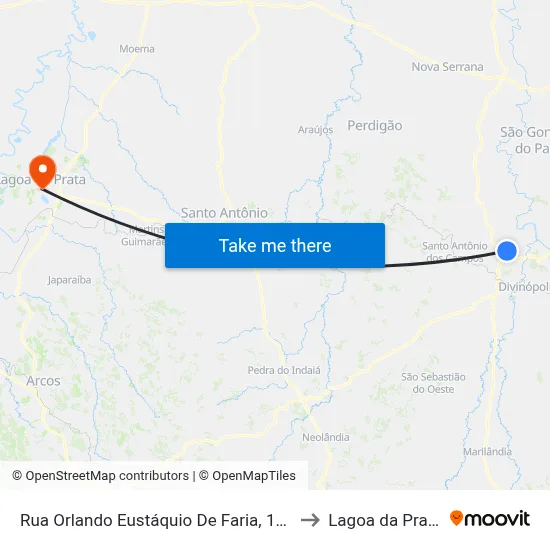 Rua Orlando Eustáquio De Faria, 120 to Lagoa da Prata map