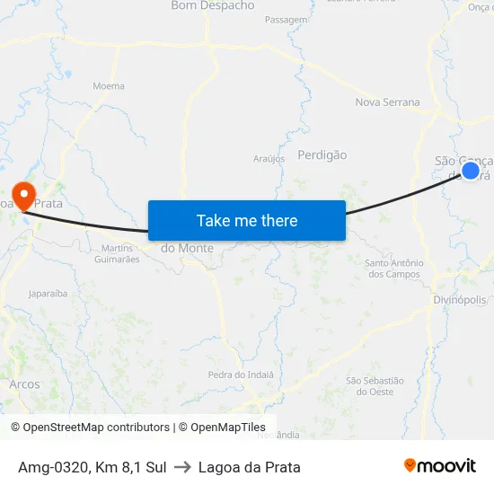 Amg-0320, Km 8,1 Sul to Lagoa da Prata map